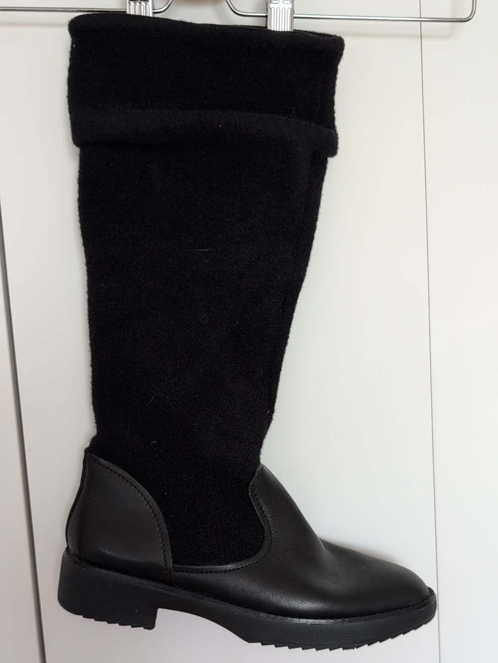 Fitflop Black Tall Wool And Leather Winter Boots
